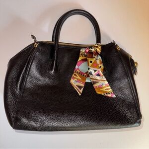 Rebecca Minkoff Black Leather Handbag with Scarf Accent